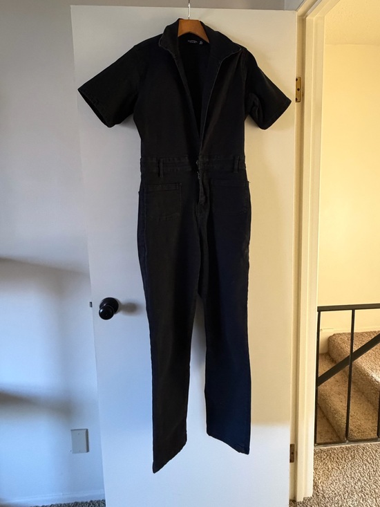 Nasty Gal Pants - Nasty Gal Black Short-Sleeve Utility Jumpsuit